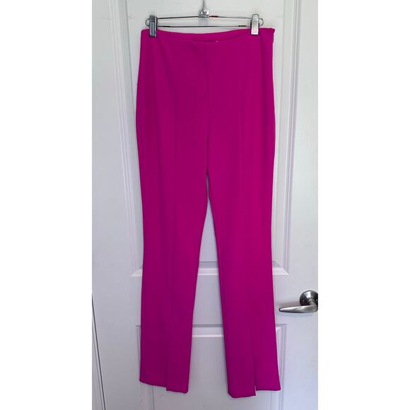 NWT Trina Turk Women sz 2 Carine 2 Pant HOT PINK Workwear Cropped Slit MSRP $248 - Picture 4 of 15